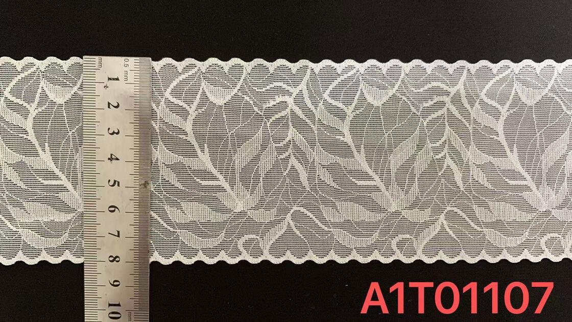 Quality 8cm Width Breathable Mesh Custom Color Elastic Lace Trim with Scalloped Edge for Bridal Dress and Nightwear factory