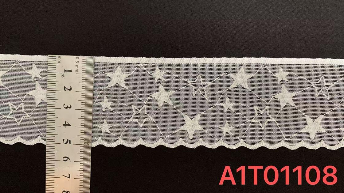 Quality 5cm Width Star Hollow Design Breathable Mesh Elastic Lace Trim for Kids Dress and Hair Accessories factory