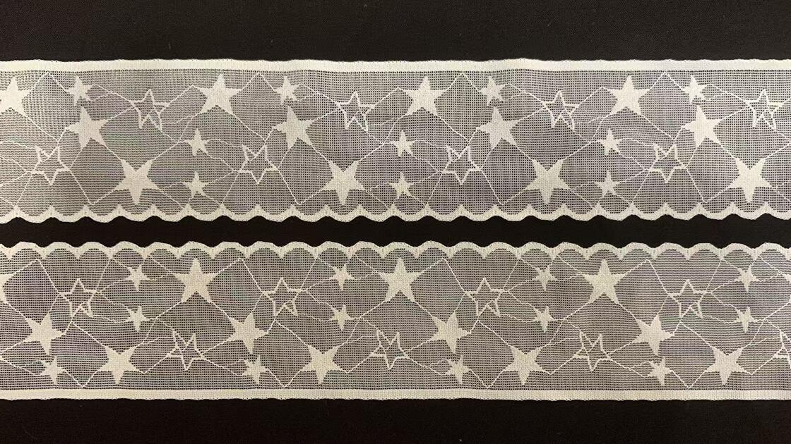 Quality 5cm Width Star Hollow Design Breathable Mesh Elastic Lace Trim for Kids Dress and Hair Accessories factory