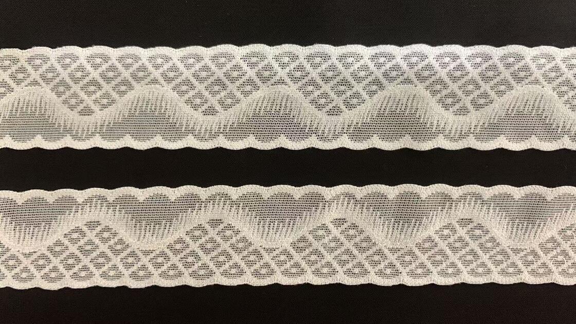 Quality 3cm Elastic Scalloped Lace Trim with Diamond Hollow Texture and Soft Stretch Fabric for Underwear factory