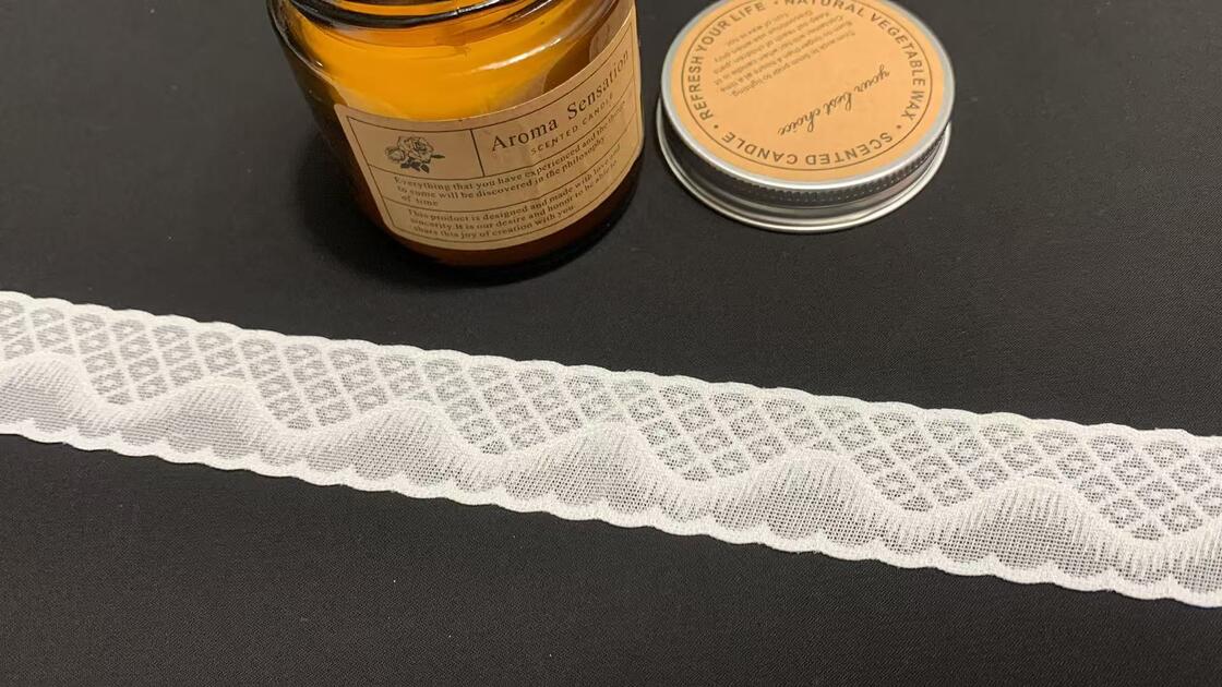 Quality 3cm Elastic Scalloped Lace Trim with Diamond Hollow Texture and Soft Stretch Fabric for Underwear factory