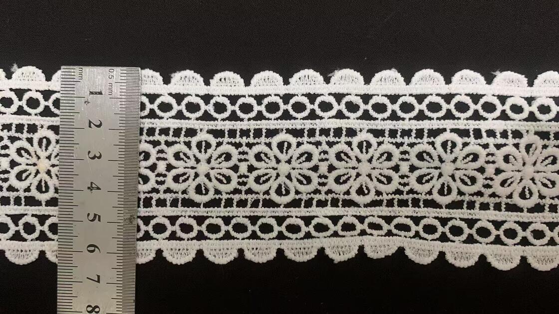 Quality Premium Milk Silk Lace Trim with Scalloped Edge and 3D Floral Pattern for Skin-Friendly Apparel Decoration factory