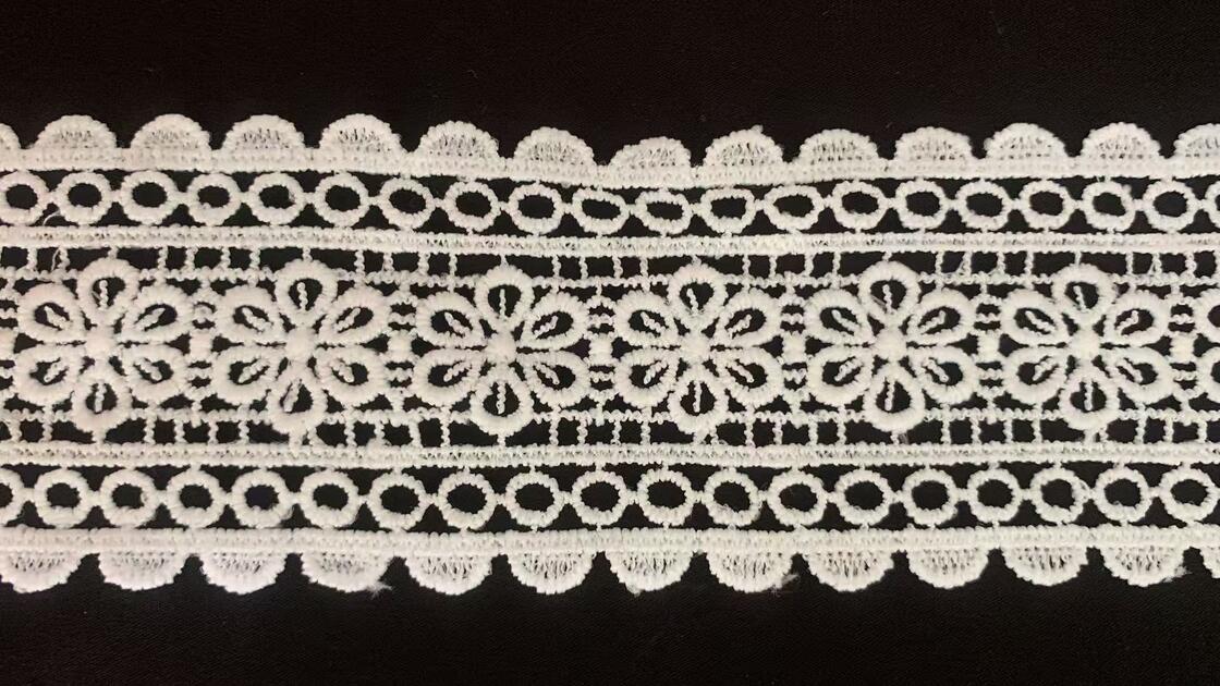 Quality Premium Milk Silk Lace Trim with Scalloped Edge and 3D Floral Pattern for Skin-Friendly Apparel Decoration factory