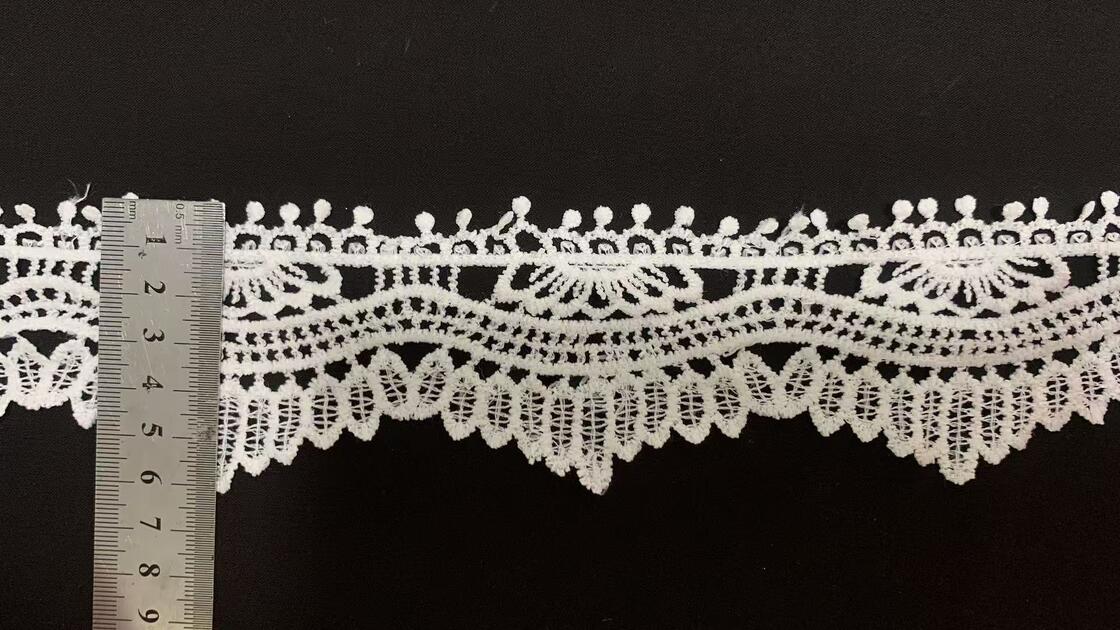 Quality Wholesale 6cm Width Double Scalloped Skin Friendly Milk Silk Floral Lace Trim for Wedding Dress and Lingerie factory