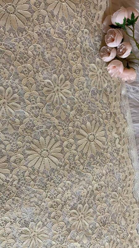 Quality Nylon/Cotton Retro Large Flower Stretch Lace Fabric with 150cm Width for Wedding Garments and DIY Crafts factory