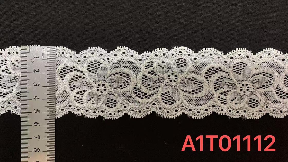 Quality 3.5cm Width Scalloped Edge Floral Lace Trim with Breathable Hollow Weave for Lingerie and Dresses factory