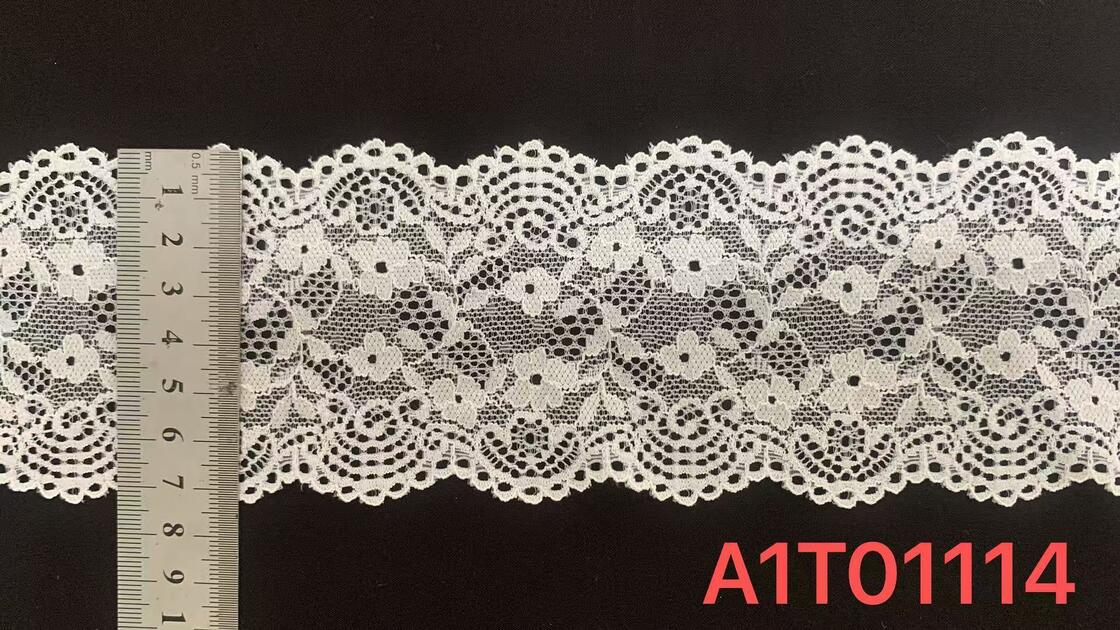 Quality 7cm Wide Floral Scallop Lace with Layered Hollow Knitting for Bridal Wear and Dress Elevation factory