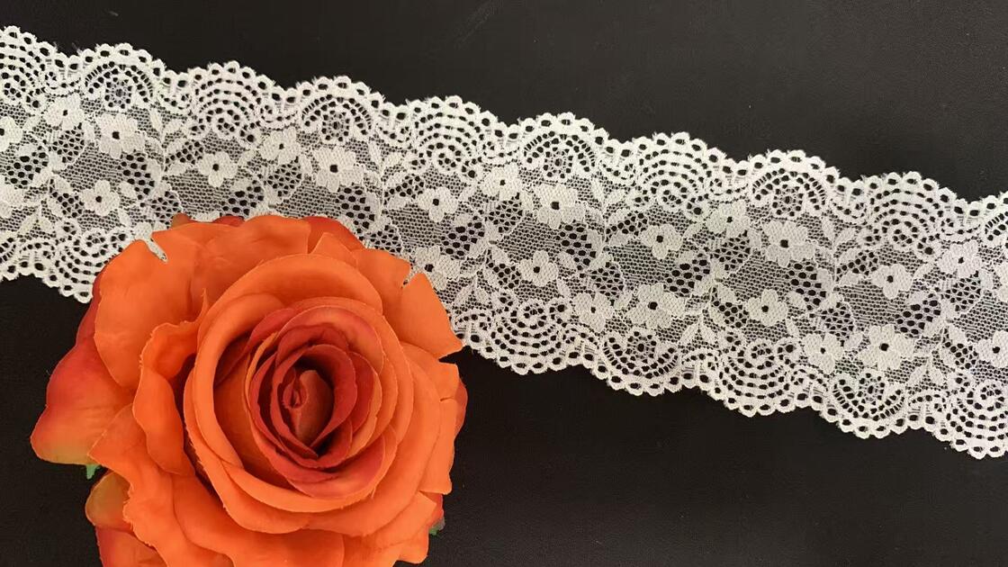 Quality 7cm Wide Floral Scallop Lace with Layered Hollow Knitting for Bridal Wear and Dress Elevation factory