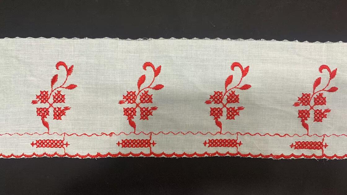 Quality Middle Eastern Style Cotton Lace Trim with Scalloped Edge and 11cm Width for Garment Decoration factory