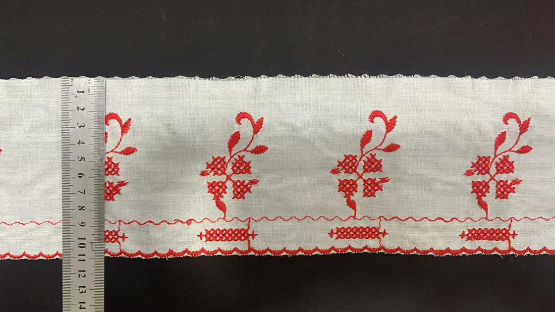 Quality Middle Eastern Style Cotton Lace Trim with Scalloped Edge and 11cm Width for Garment Decoration factory