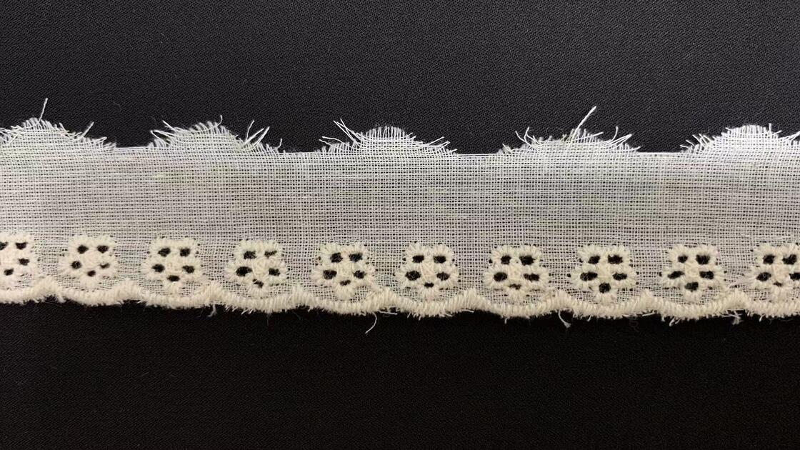 Quality Vintage Cotton Lace Trim with Scalloped Edge and Middle East Design for Apparel and Home Textile factory