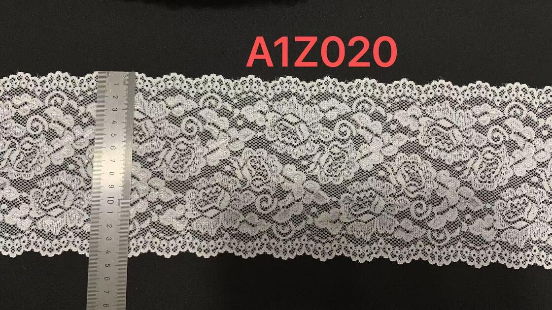 Quality A1Z020 Vintage Rose Floral Elastic Lace Trim, Double Scalloped Hollow Out White Lace Ribbon For Lingerie Dress Nightgown Decoration factory