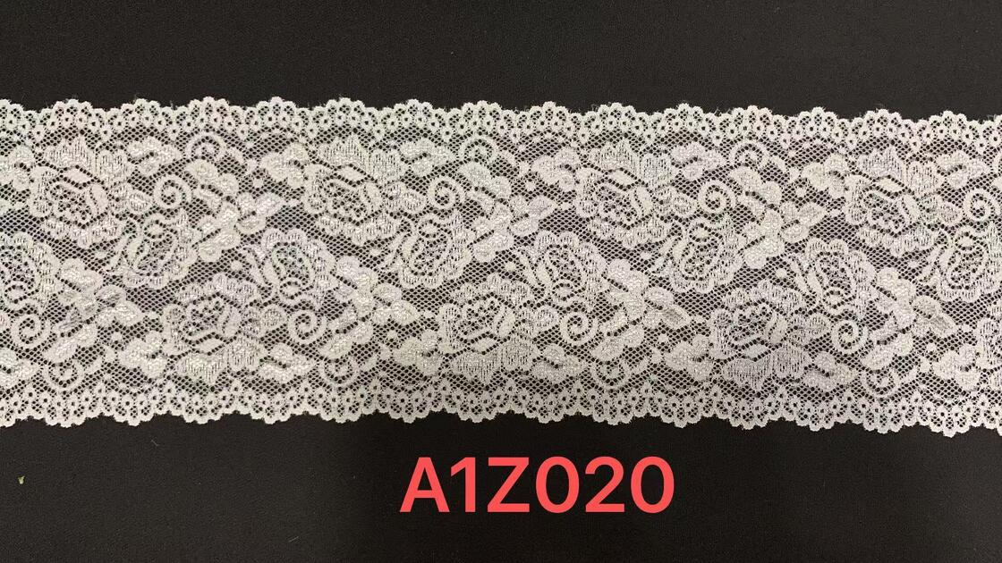Quality A1Z020 Vintage Rose Floral Elastic Lace Trim, Double Scalloped Hollow Out White Lace Ribbon For Lingerie Dress Nightgown Decoration factory
