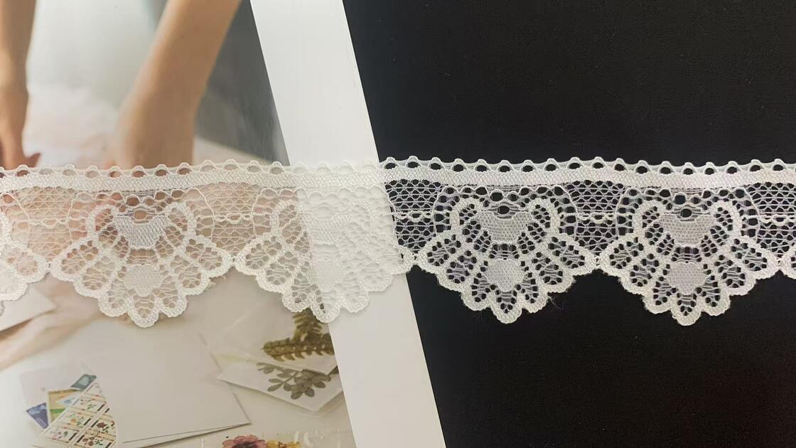 Quality 5cm Scalloped Nylon Spandex Lace Trim Skin-friendly Elastic Lace for Lingerie Dress Decoration factory