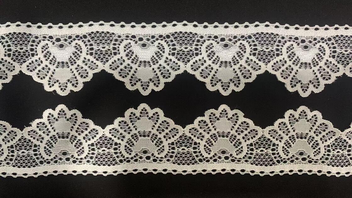Quality 5cm Scalloped Nylon Spandex Lace Trim Skin-friendly Elastic Lace for Lingerie Dress Decoration factory