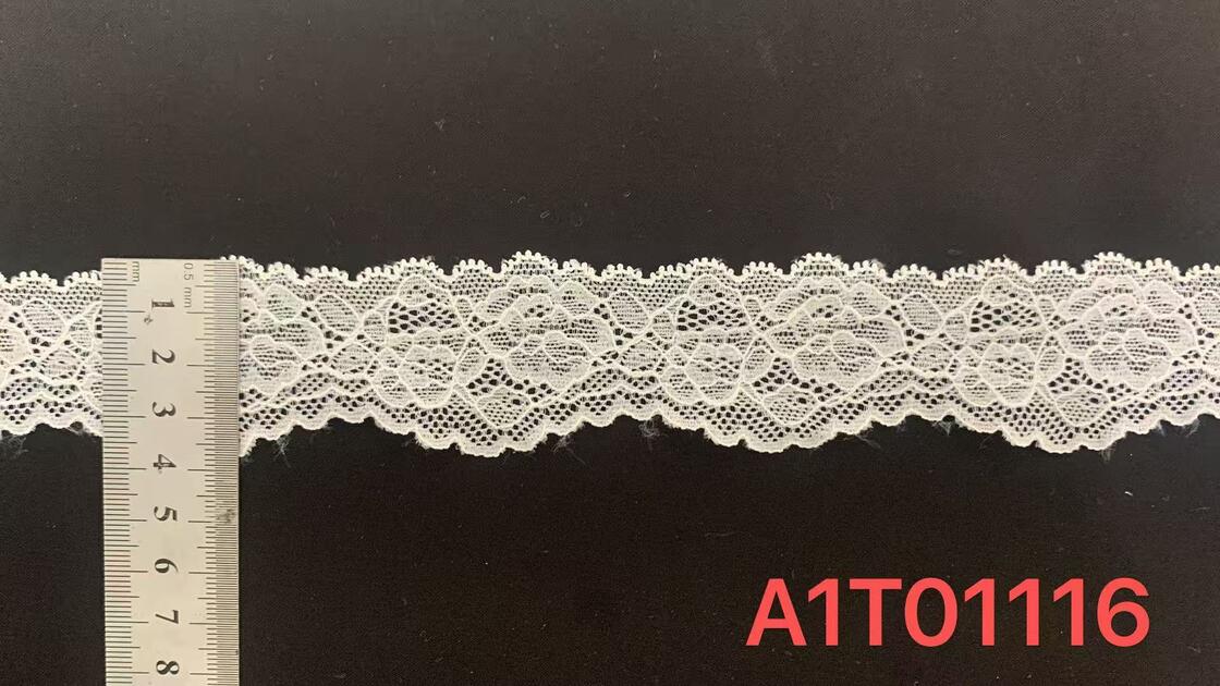 Quality 3.8cm Scalloped Nylon Spandex Lace Trim with Hollow-out Patterns for Dress & Lingerie Trimming factory