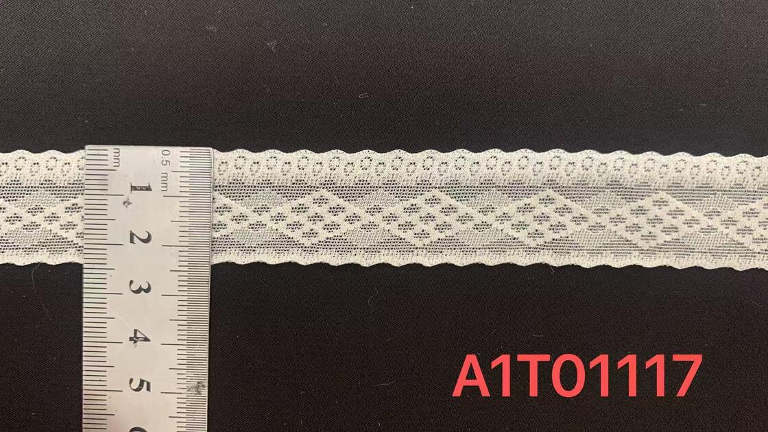 Quality 2.4cm Diamond-pattern Nylon Spandex Lace Trim with Stretch-resistant for Undergarment & Apparel Decoration factory