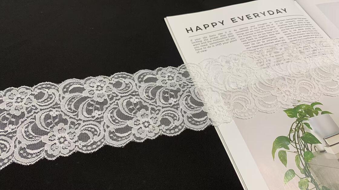 Quality 8.5cm Delicate Scalloped Floral Lace Trim with Dense Mesh Weave for Garment Edging factory