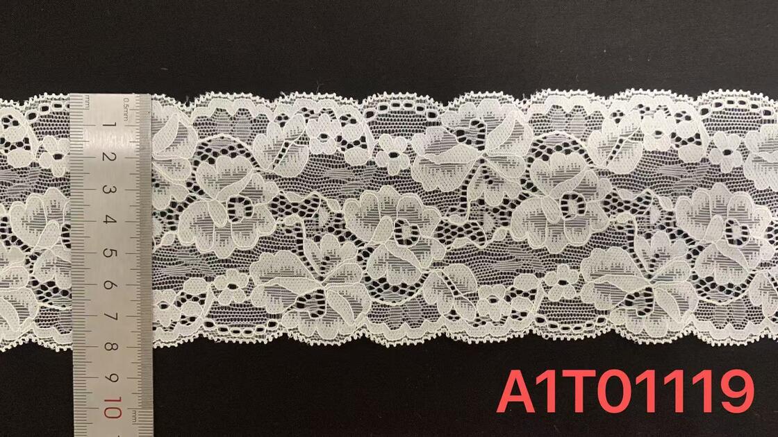Quality Wide Floral Lace Trim with Layered Hollow Flower Patterns and Stretchy Soft Yarn for Dress and Lingerie factory