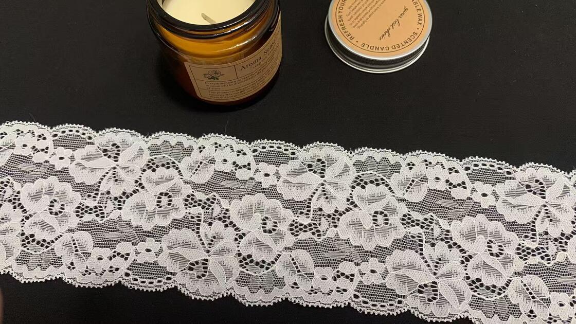 Quality Wide Floral Lace Trim with Layered Hollow Flower Patterns and Stretchy Soft Yarn for Dress and Lingerie factory