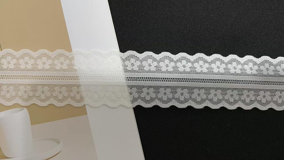 Quality 3cm Width Nylon Spandex Floral Lace Trim with Scalloped Edge for Lingerie Decoration factory