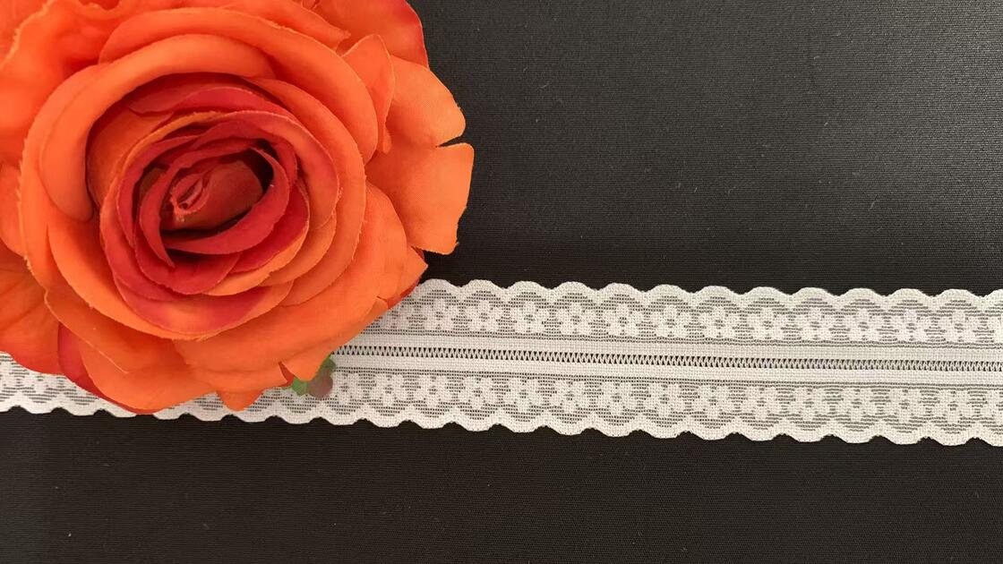 Quality 3cm Width Nylon Spandex Floral Lace Trim with Scalloped Edge for Lingerie Decoration factory