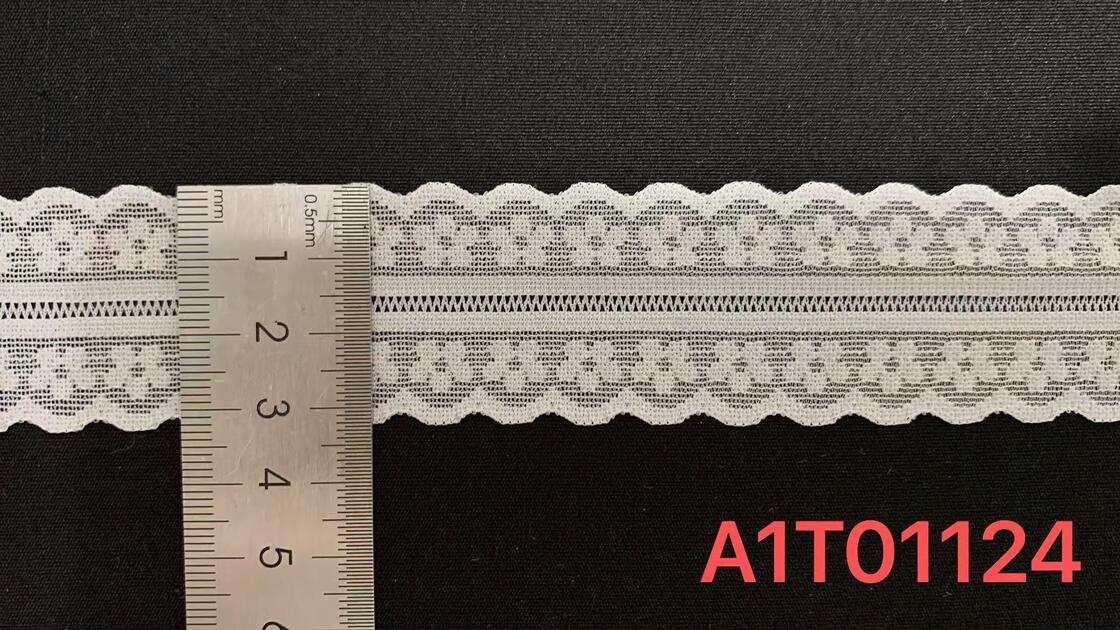 Quality 3cm Width Nylon Spandex Floral Lace Trim with Scalloped Edge for Lingerie Decoration factory