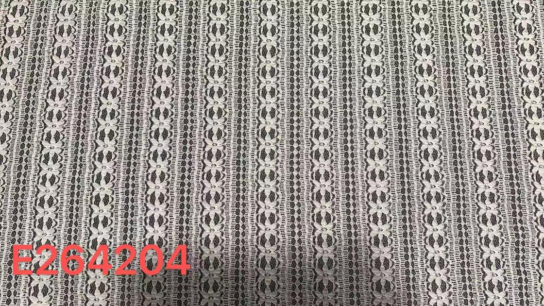 Quality 100% nylon/spandex Vertical Floral Striped Lace Fabric, Continuous Flower Stripe Hollow Mesh Lace for Women Dress Lingerie factory