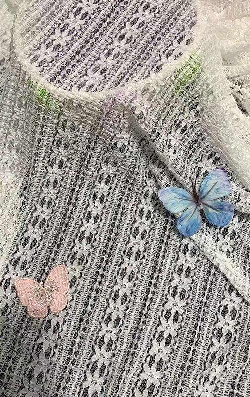 Quality 100% nylon/spandex Vertical Floral Striped Lace Fabric, Continuous Flower Stripe Hollow Mesh Lace for Women Dress Lingerie factory