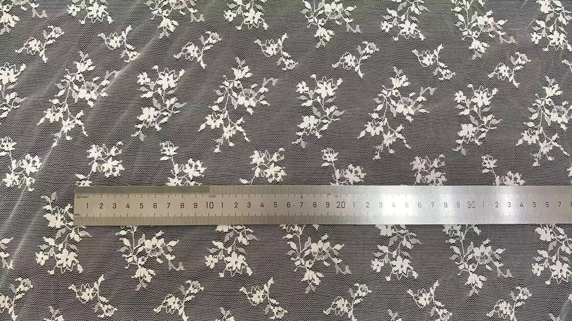 Quality Soft 100% Polyester Scattered Floral Mesh Tulle, Lightweight Small Flower Printed Sheer Net Fabric for Wedding Garment factory