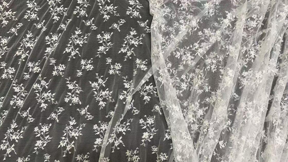 Quality Soft 100% Polyester Scattered Floral Mesh Tulle, Lightweight Small Flower Printed Sheer Net Fabric for Wedding Garment factory