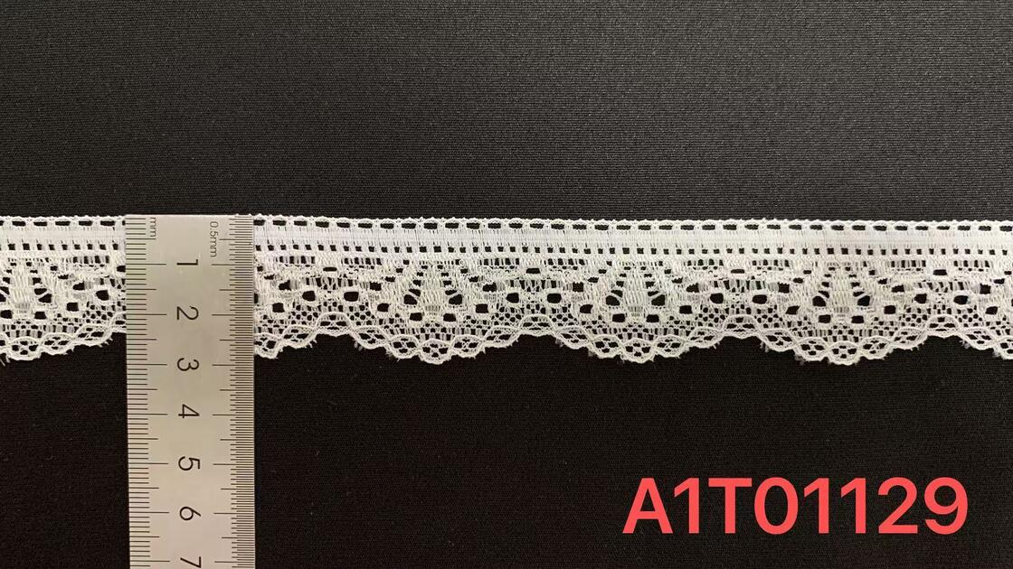 Quality 2.8cm Lightweight Hollow Polyamide Lace Trim with Single Scalloped Edge for Lingerie factory
