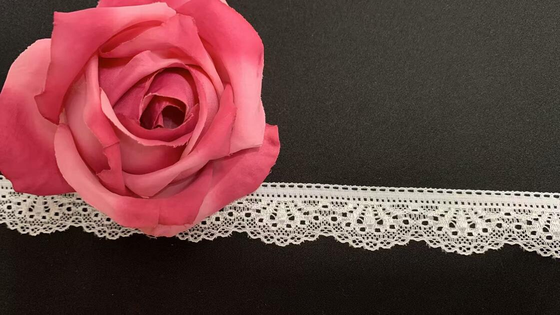 Quality 2.8cm Lightweight Hollow Polyamide Lace Trim with Single Scalloped Edge for Lingerie factory