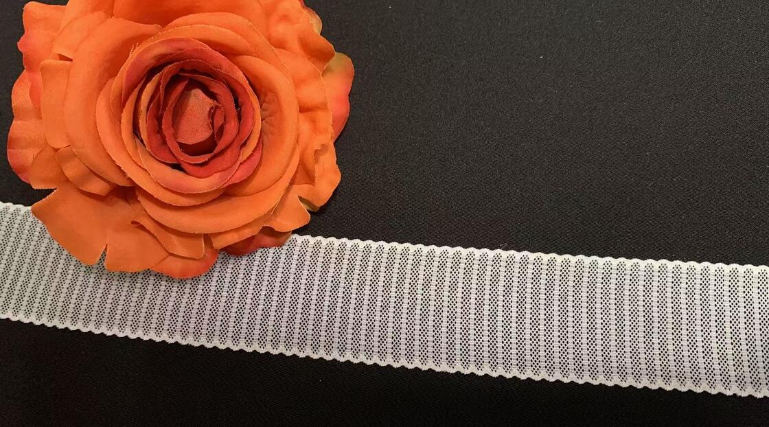 Quality 4cm Fine Square Mesh Nylon Spandex Lace Trim with Double Scalloped Edges for Lingerie Decoration factory