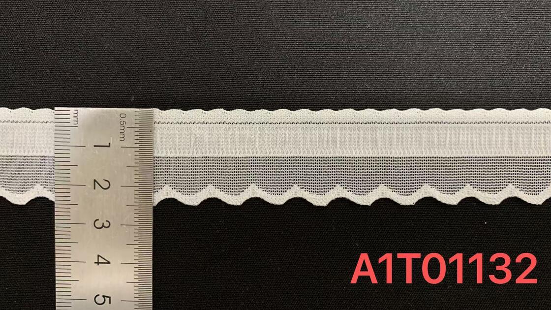 Quality 2.5cm Width Double Scallop Heart Nylon Spandex Lace Trim with Breathable Mesh for Underwear Mass Production factory