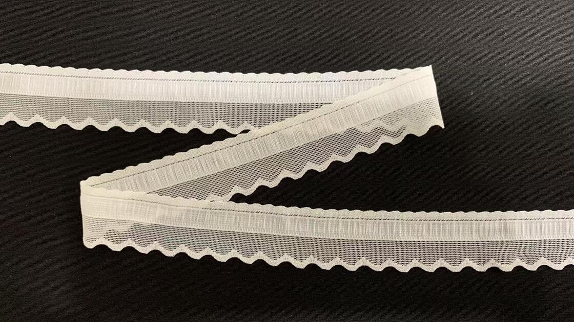 Quality 2.5cm Width Double Scallop Heart Nylon Spandex Lace Trim with Breathable Mesh for Underwear Mass Production factory