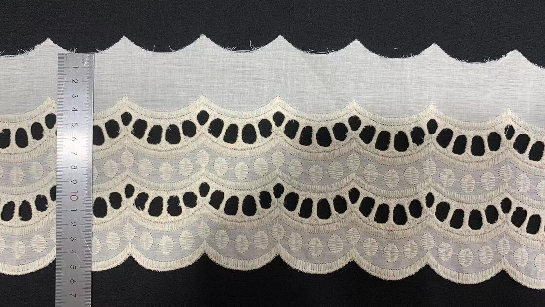 Quality Middle Eastern Scalloped Edge Cotton Lace Trim 3.8 Inches Wide for DIY Textile Accessories factory
