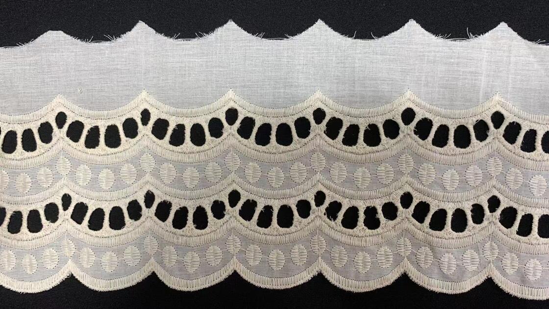 Quality Middle Eastern Scalloped Edge Cotton Lace Trim 3.8 Inches Wide for DIY Textile Accessories factory