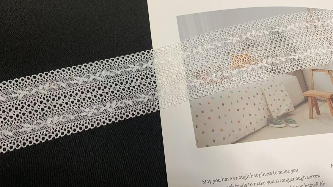 Quality 4.5cm High Stretch Hollow Mesh Scalloped Edge Nylon Spandex Lace Trim for Lingerie and Dress Decoration factory