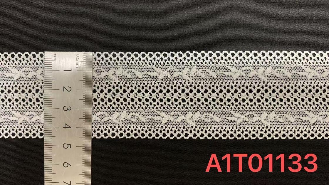 Quality 4.5cm High Stretch Hollow Mesh Scalloped Edge Nylon Spandex Lace Trim for Lingerie and Dress Decoration factory