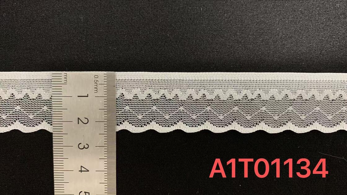 Quality 2.5cm Nylon Spandex Elastic Lace Trim with Single Scalloped Wave Edge for Lingerie and Dress Decoration factory