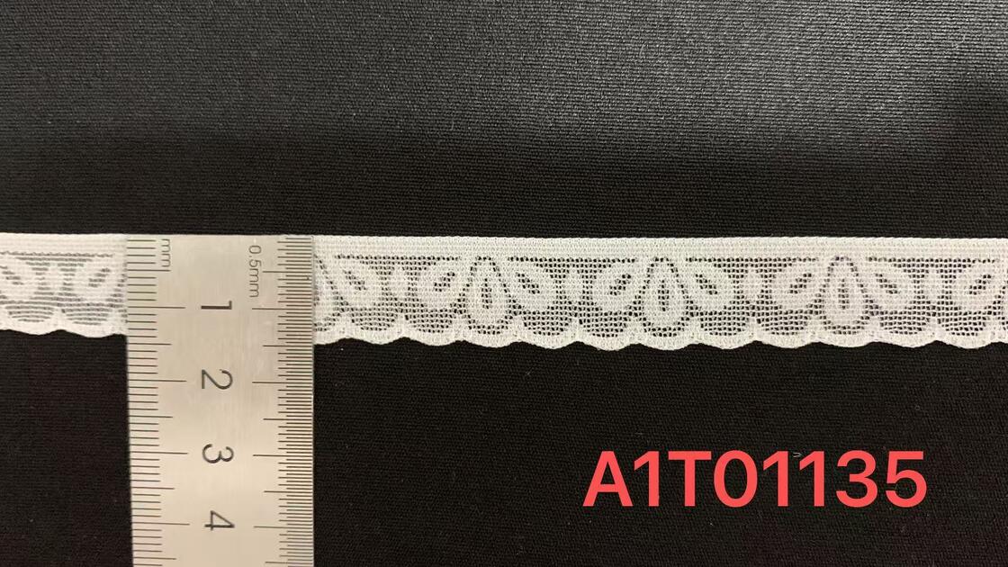 Quality 1.5cm Nylon Spandex Elastic Lace Trim with Single Scalloped Edge for Lingerie and Dress Decoration factory