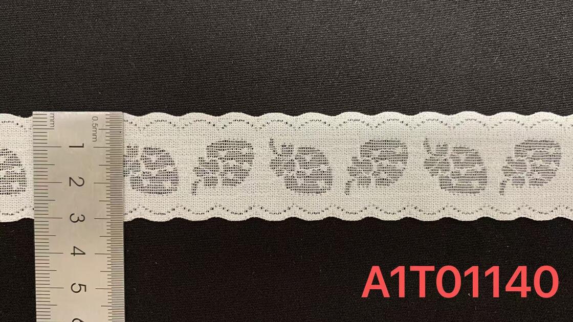 Quality 3cm Soft Ivory Nylon Spandex Elastic Lace Trim with Scalloped Edge for Lingerie and Clothing factory