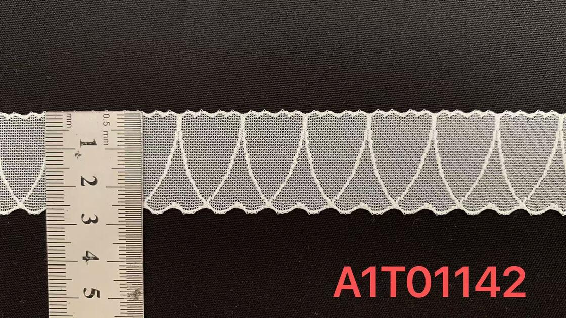 Quality 2.5cm Width Nylon Spandex Lace Trim with Rhombus Mesh and Scalloped Edge for Lingerie Decoration factory