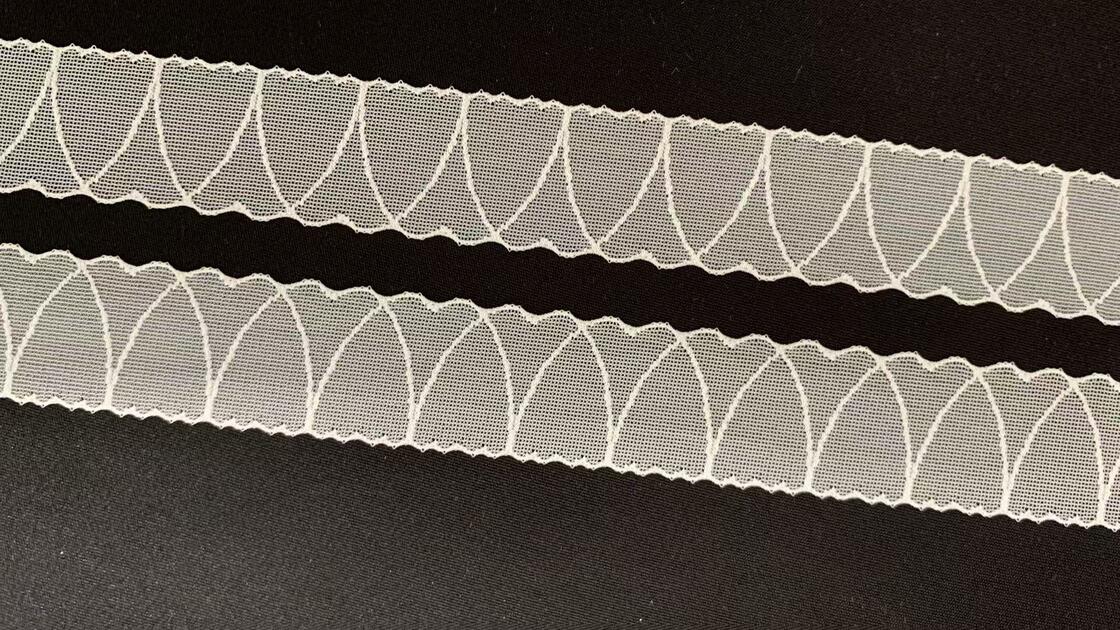 Quality 2.5cm Width Nylon Spandex Lace Trim with Rhombus Mesh and Scalloped Edge for Lingerie Decoration factory