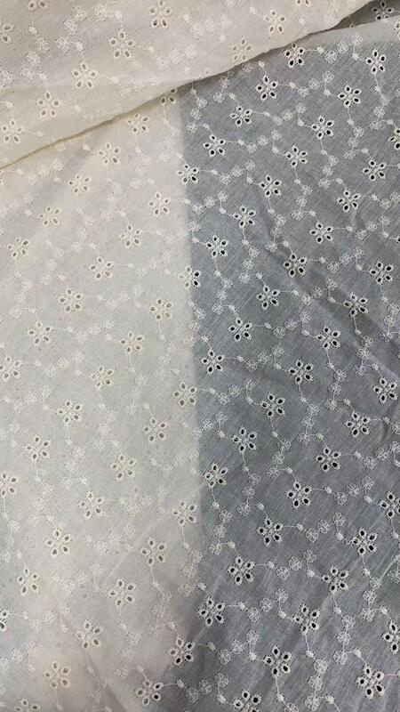 Quality 100% Cotton Allover Eyelet Chicken Embroidery Fabric, Full Width Floral Cutwork Hollow Fabric 150cm Width for Summer Dress Blouse factory