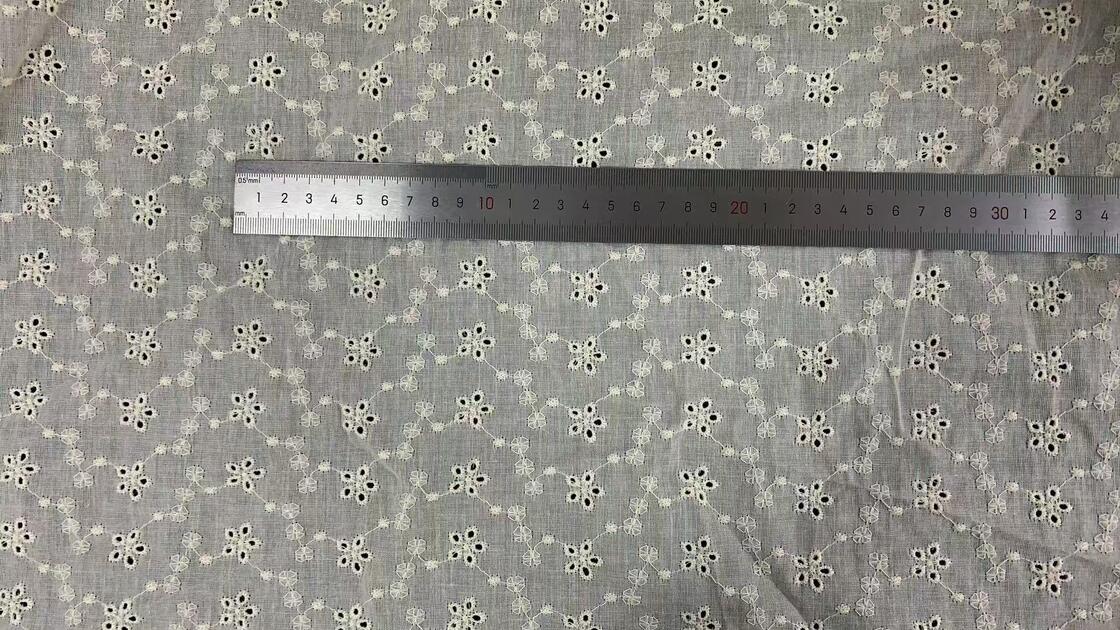 Quality 100% Cotton Allover Eyelet Chicken Embroidery Fabric, Full Width Floral Cutwork Hollow Fabric 150cm Width for Summer Dress Blouse factory