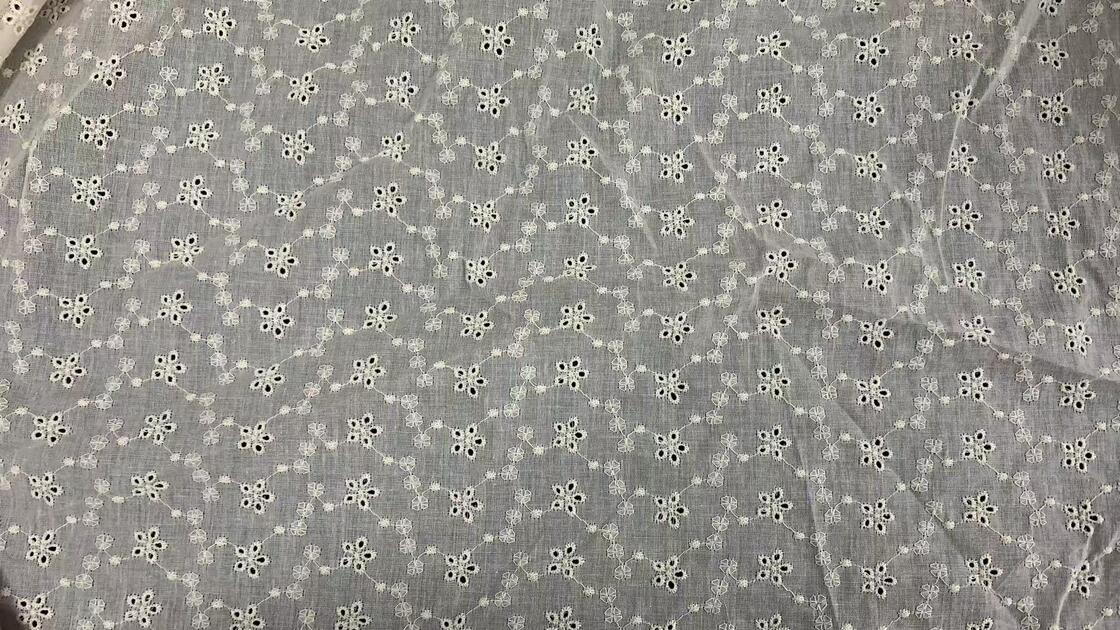 Quality 100% Cotton Allover Eyelet Chicken Embroidery Fabric, Full Width Floral Cutwork Hollow Fabric 150cm Width for Summer Dress Blouse factory