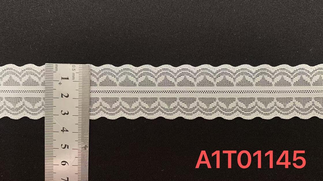 Quality 3cm Nylon Spandex Elastic Lace Trim with Double Scalloped Edge and Symmetric Geometric Pattern for Lingerie and Garment Decoration factory