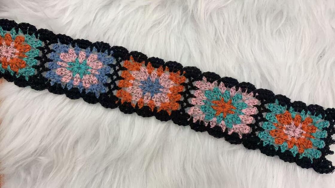 Quality Vintage Multi-Color Floral Water Soluble Embroidery Lace Trim, Polyester Square Flower Crochet Lace Tape for Garment DIY Accessories factory